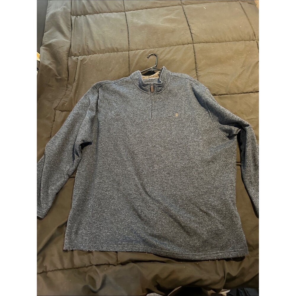 Izod Men's Heather Navy Quarter-Zip Sweater